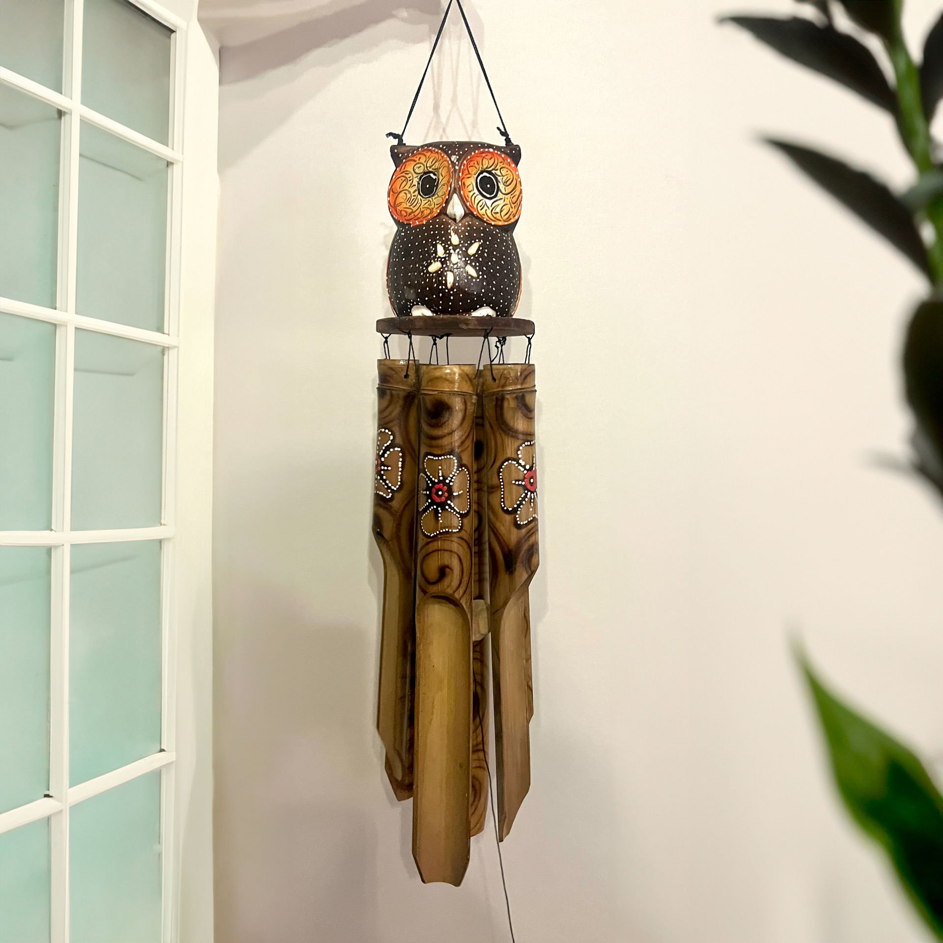 Bambu Baykuş Rüzgar Çanı (Büyük - Küçük Boy)