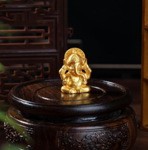 Mini Ganesha Figürü Bereket Ve Bolluk Altın Renkli