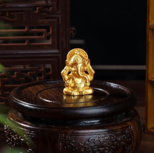 Mini Ganesha Figürü Bereket Ve Bolluk Altın Renkli