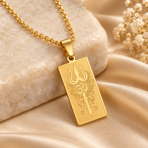 Shiva Trishul, Om ve Damru Figürlü Kolye