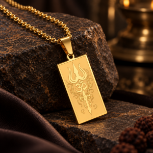 Shiva Trishul, Om ve Damru Figürlü Kolye