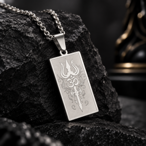 Shiva Trishul, Om ve Damru Figürlü Kolye