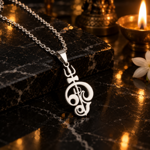 Tamil Om ve Trishul Figürlü Kolye – Altın ve Gümüş Renk Seçenekli