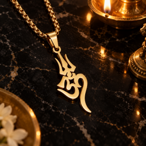 Shiva Trishul Om Silüet Kolye