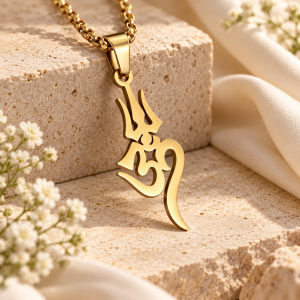 Shiva Trishul Om Silüet Kolye
