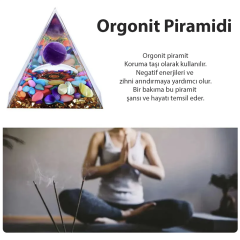Ametist Taşlı Çakra Renkli Orgonit Piramit
