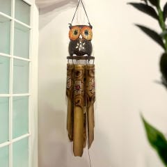 Bambu Baykuş Rüzgar Çanı (Büyük - Küçük Boy)