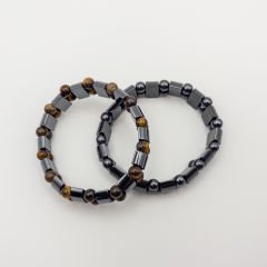 Hematit - Kaplan Gözü Çiftli Bileklik (Farklı Seçenekler) Hematit