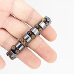 Hematit - Kaplan Gözü Çiftli Bileklik (Farklı Seçenekler) Hematit