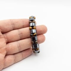 Hematit - Kaplan Gözü Çiftli Bileklik (Farklı Seçenekler) Hematit