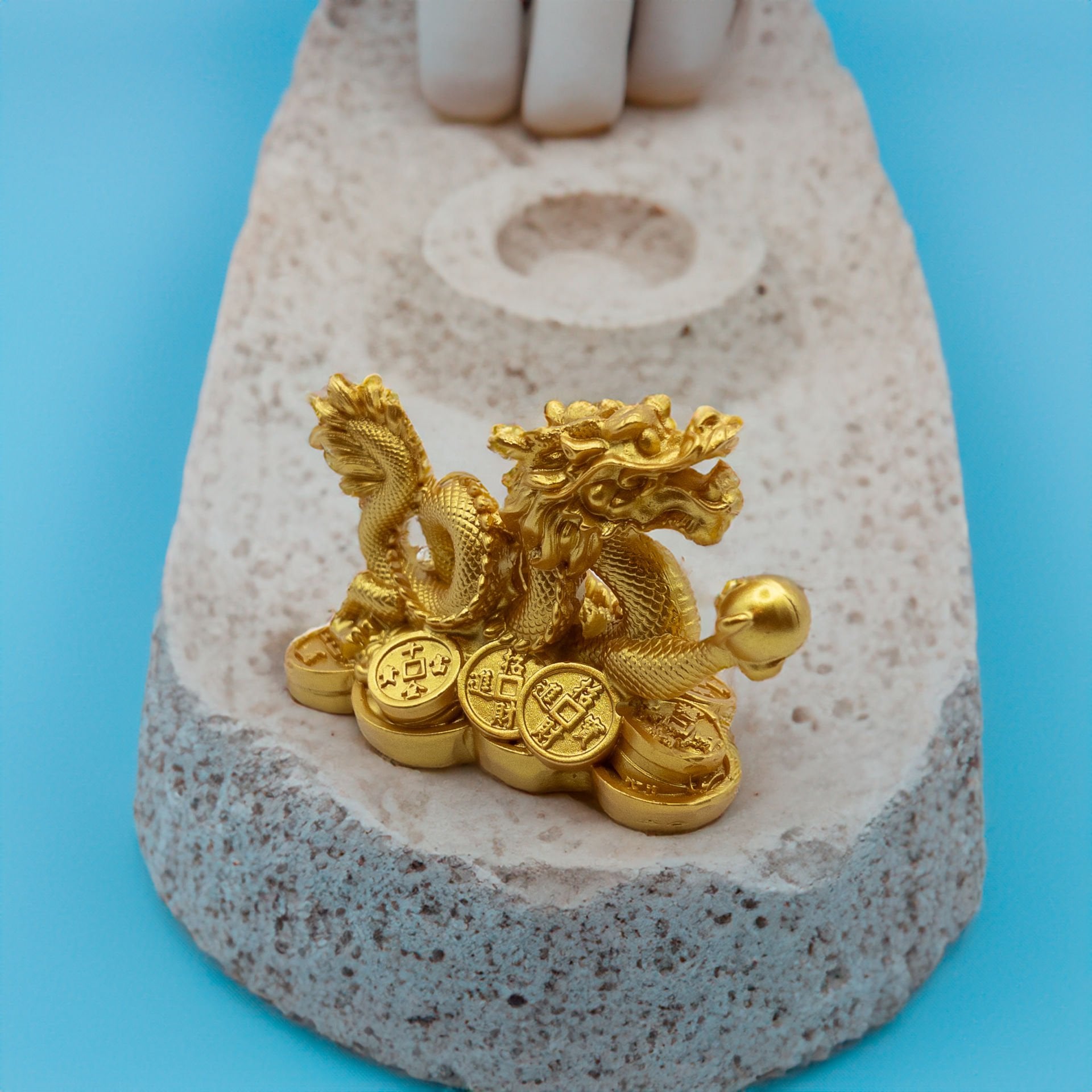 Ejderha Altın Büst Bolluk Bereket Orta Boy