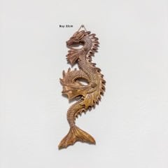 Ejderha İşlemeli Ahşap Duvar Süsü Asmalı 22 cm