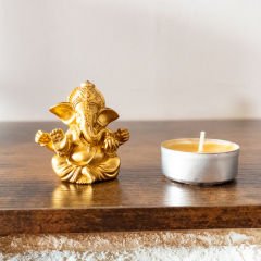 Ganesha Figürü Bereket Ve Bolluk Altın Renkli Büst