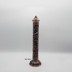 Ejderha ve Cennet Kuşu İşlemeli Dikey Bakır Tütsülük