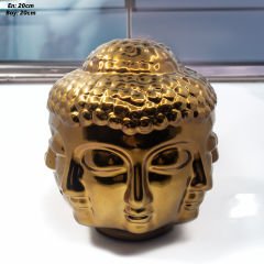 Çok Yüzlü Altın Renkli Buddha Figürü