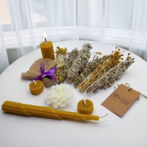 Bereket ve Arınma Seti 1 (4 Balmumu, 1 Lotus Mum, 2 Adaçayı ,2 Lavanta, 2 Üzerlik)