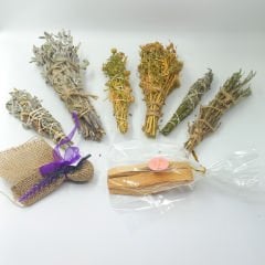 Bereket ve Arınma Seti 2 (2 Palosanto, 2 Adaçayı, 2 Üzerlik, 1 Lavanta, 1 Biberiye,!lotus mum)