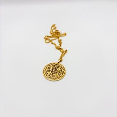 Sri Yantra Desenli Çelik Kolye (Gümüş & Altın Renk Seçenekleri) Altın Renkli