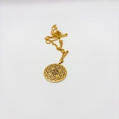 Sri Yantra Desenli Çelik Kolye (Gümüş & Altın Renk Seçenekleri)