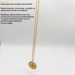 Sri Yantra Desenli Çelik Kolye (Gümüş & Altın Renk Seçenekleri)