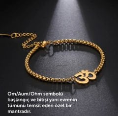 Ohm / Aum Sembollü Çelik Bileklik (Altın ve Gümüş Renk Seçenekleri)