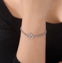 Ohm / Aum Sembollü Çelik Bileklik (Altın ve Gümüş Renk Seçenekleri)