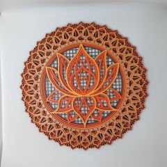 Ahşap Bohemian Boho Katmanlı Oyma Lotus Çiçeği ile Mandala Duvar Süsü
