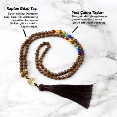 Kaplan Gözü Yedi Çakralı Doğal Taş Kolye Hayat Ağacı Ve Püsküllü