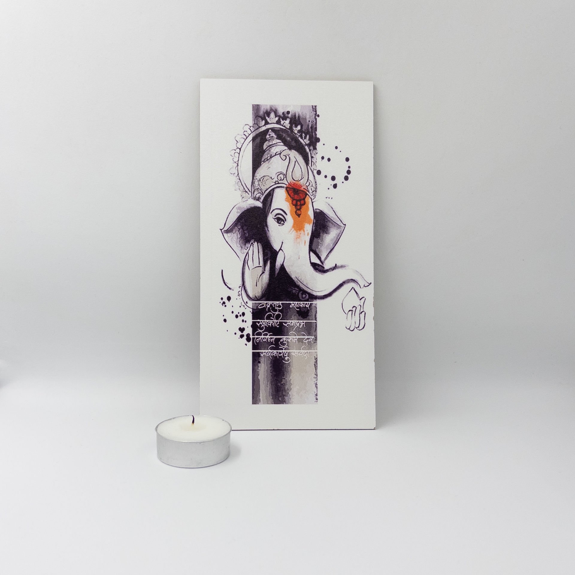 Ganesha Baskılı Ahşap Tablo Duvar Dekorasyon 20cm