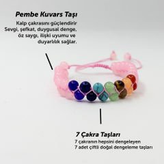 Çift Örgülü Kristal Kuvars Ve Yedi Çakra  Doğal Taş Örgü Bileklik