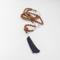 Kristal Kuvars Taşlı 108li Rudraksha Kolye (Farklı Boyutlar)