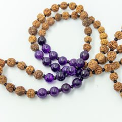 Ametist Taşlı 108li Rudraksha Kolye (Farklı Boyutlar)