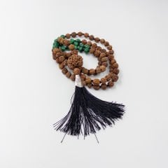 Malakit Taşlı 108li Rudraksha Kolye (Farklı Boyutlar)