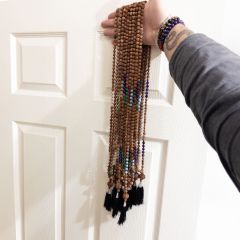 Malakit Taşlı 108li Rudraksha Kolye (Farklı Boyutlar)