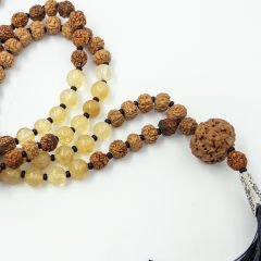 Sitrin Taşlı 108li Rudraksha Kolye (Farklı Boyutlar)