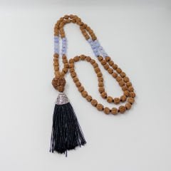 Akuamarin Taşlı 108li Rudraksha Kolye (Farklı Boyutlar)