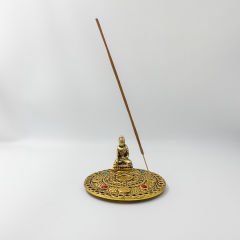Budhalı Yuvarlak Altın İşlemelei Pirinç Tütsülük (Altın - Gümüş)