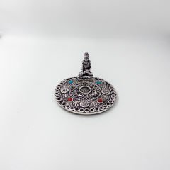Budhalı Yuvarlak Altın İşlemelei Pirinç Tütsülük (Altın - Gümüş)