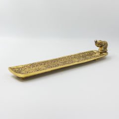 Fil Figürlü İşlemeli Altın Renkli Metal Tütsülük