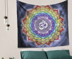 Mandala Goblen Duvar Asılı Polyester Ev Yatak Odası Dekoru 150x150CM