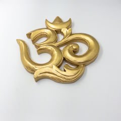 Aum / Ohm Ahşap Kalıp Duvar Süsü Renk Seçenekli Altın Küçük 10cm