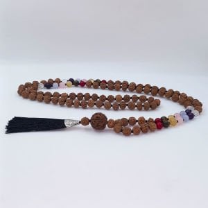 Yedi Çakra Taşlı 108li Rudraksha Kolye (Farklı Boyutlar)