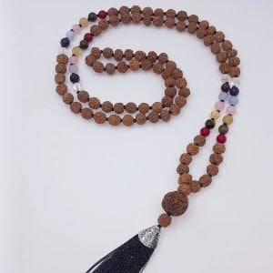 Yedi Çakra Taşlı 108li Rudraksha Kolye (Farklı Boyutlar)