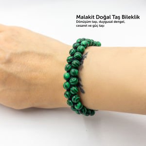 Çift Örgülü Malakit  Doğal Taş Örgü Bileklik