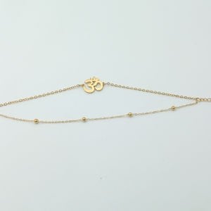 Ohm / Aum Sembollü Çelik Bileklik İnce ve Zarif Çift Zincirli