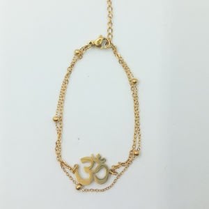 Ohm / Aum Sembollü Çelik Bileklik İnce ve Zarif Çift Zincirli