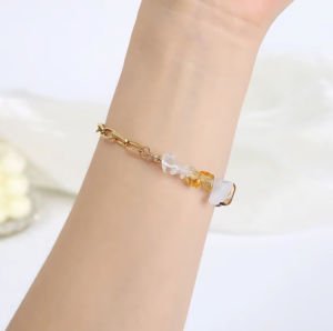 Doğal Taşlı Gold Zincir Bileklik Enerjinizi Pozitife Çevirecek Taşlarla