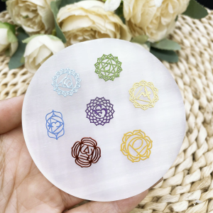 7 Çakra Sembolü Doğal Taş Yuvarlak Selenit