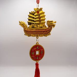 Altın Ejderha Yelkenli Feng Shui ve Bereket İçin Gemi Süsü