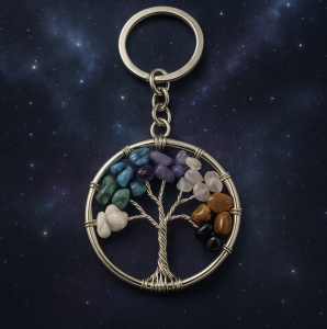 Doğal Taşlı Yaşam Ağacı Anahtarlık (Tree of Life Keychain)
